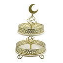 2 Tier Brushed Gold Cake Dessert Display Stand Geometric Cut out (K-2744)