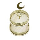 2 Tier Brushed Gold Cake Dessert Display Stand Geometric Cut out (K-2744)