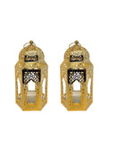 Set of 2 Golden LED Lantern Hexagonal Masjid Arch Cutout Design