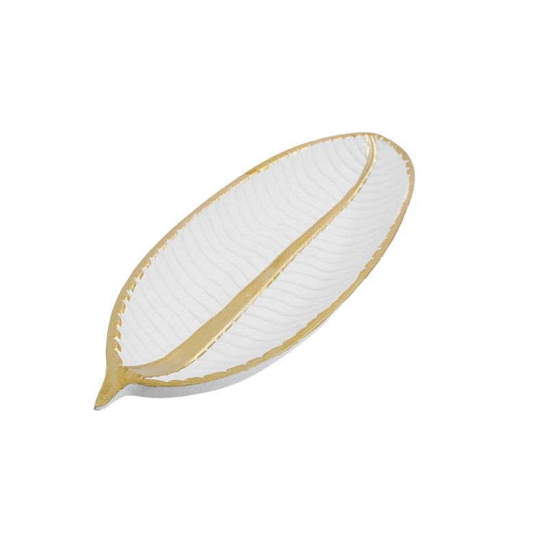 Set of 2 beautiful White leaf food serving trays(20227)