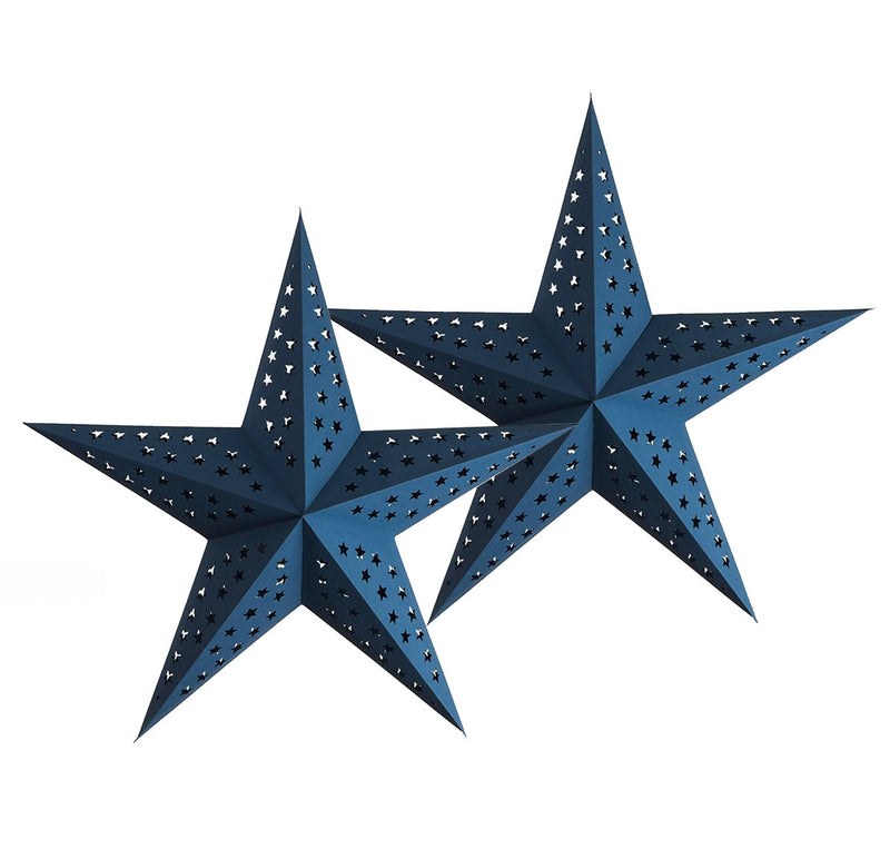 Pack of 2 Large Navy Paper Hanging Star Eid & Ramadan Decorations