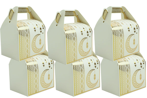 Cream Metallic Gold Moon Lantern Pattern 12 Favour Boxes