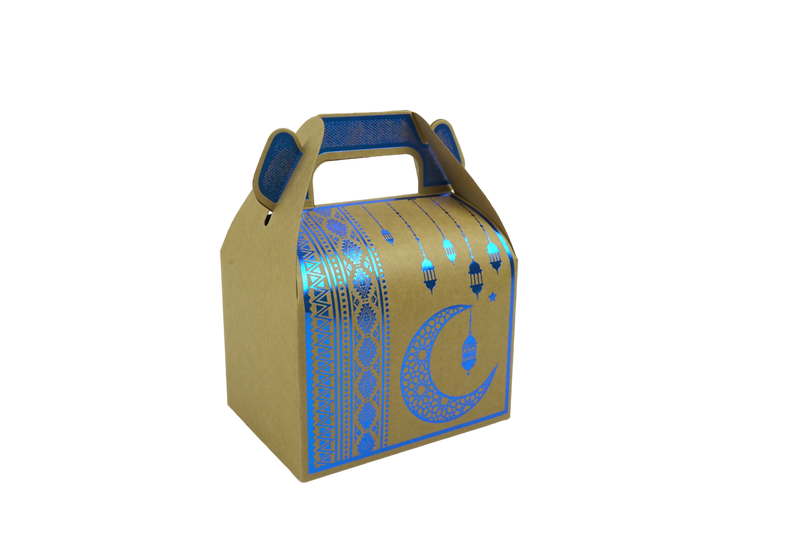 Craft Metallic Blue Moon Lantern Pattern 12 Favour Boxes