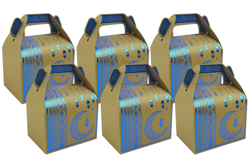 Craft Metallic Blue Moon Lantern Pattern 12 Favour Boxes