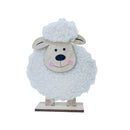 Pack of 2 Large Wooden Sheep Decorations for Eid al-Adha - Fluffy Tabletop Decor (2 Designs)