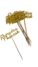 10 Gold Glitter RAMADAN MUBARAK Cocktail Sticks