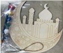 Set of 2 Kids Painting Wooden Crescent Moon With Mosque Craft with Paints