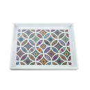 2pc Set Ottoman MULTI-COLOURED Tile Inlay Trays - WHITE frame (SY-60)
