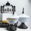 Set Of 2 White Metal Minaret Style Bowls (C5621)