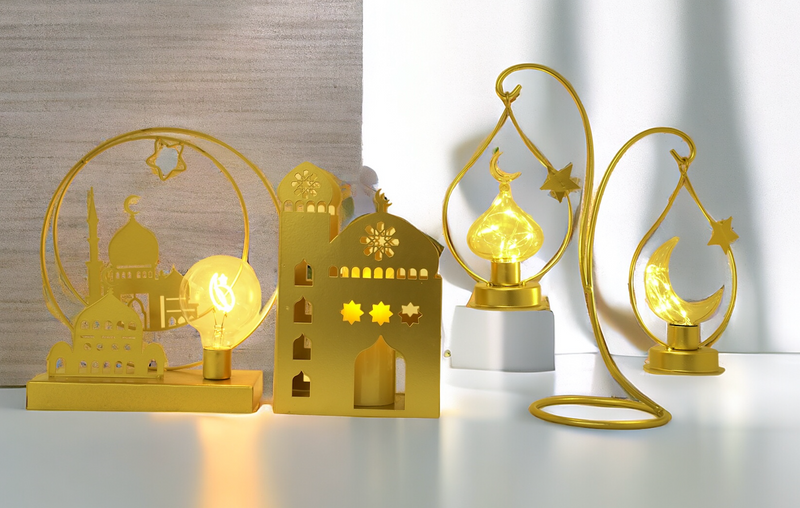 Brushed Gold 2 Branch Hanging Stand Crescent Minaret LED Tablescape (Y1079-3)