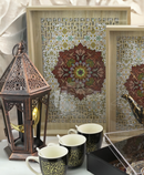 Medium Brushed BRONZE Hexagon Crescent Bulb LED Metal Lantern (23210-2)