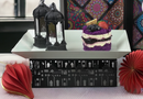 White Plate with Black Mosque Silhouette Metal Base Dessert Stands -  (29B1351-2)
