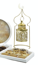 Gold Metal Decorative LED Moon & Star Tea Light Candle Table Lantern Hanging In Frame(Y1124)