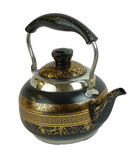 Black Gold & White Gold Round Calligraphy Marble Print Teapot -2L