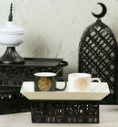 White Plate with Black Mosque Silhouette Metal Base Dessert Stands -  (29B1351-2)