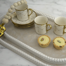 Set of 2 White Oval Serving Trays with Marble-Effect Design (2408196)