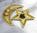 Set of 2 Wooden Crescent Moon & Star Serving Plate Eid/Ramadan