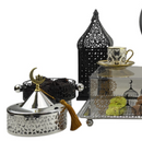 Set of 6 Geo Gold  Design Cups & Saucers Set (HS-19008-1)