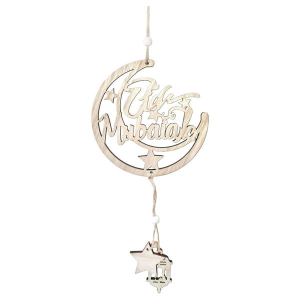 Eid Mubarak Wooden Hanging Crescent Moons