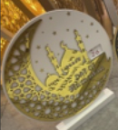 Metallic Gold & White Round Shape Wooden Ramadan Countdown Calendar Stand