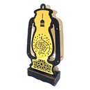 Wooden Shabby Chic Table / Hanging Lantern Decoration - Black / Gold Geometric Arabic Cut Out