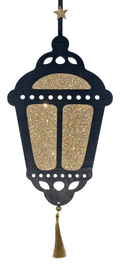 X-Large Black Wooden Glitter Hanging Lanterns with Gold Tassels - CHOOSE DESIGN