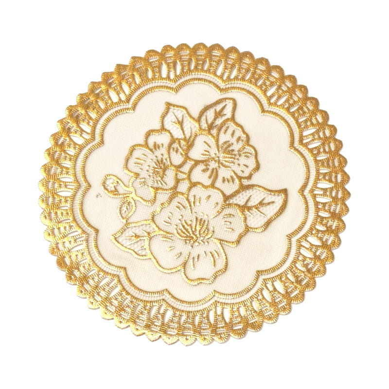 Gold White Round Calligraphy Serving Dish ( JC007)