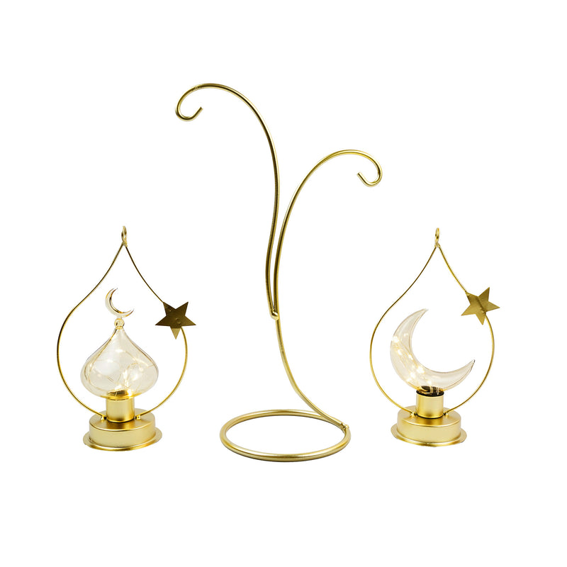 Brushed Gold 2 Branch Hanging Stand Crescent Minaret LED Tablescape (Y1079-3)