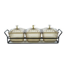 Gold Acrylic 3 Piece Jars with Stand & Lids (YBSHF-GJ2)