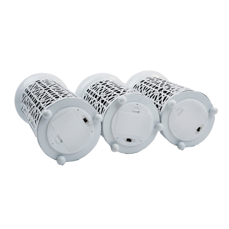 White Set of 3 Minaret LED Lanterns
