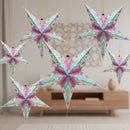 Pink & Turquoise Large Paper Hanging Star Eid Decoration
