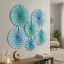 Set of 6 Assorted Blue Ottoman Concertina Paper Fan Hanging Decorations