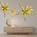 Green & Yellow Large Paper Hanging Star Eid Decoration