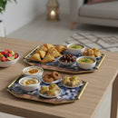 Set of 2 Blue Mosaic Design Tray Set with Golden Handles (0613-27)