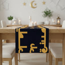 Eid Mubarak Gold & Black Fabric Table Runner