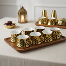 Set of 6 Ceramic Cups & Saucers - Black & Gold Swirl Design (XJ503-10)
