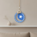 Blue Wooden Hanging Decoration With Crescent Moon & Star Design for Ramadan & Eid
