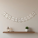 White & Taupe 'Eid Mubarak' Dovetail Pennant Card Bunting - 2m