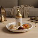 Decorative Clay Serving Bowl with Minaret For Ramadan & Eid