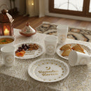 White & Metallic Gold 'Ramadan Kareem' Disposable Paper Plates & Cups