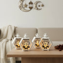 Hexagon Matt White Lantern With Tealight For Ramadan & Eid