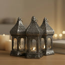 Silver Mini Hexagon Plastic & Mirrored Glass LED Lantern For Ramadan & Eid