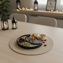 BLACK Wooden Crescent Moon Minaret Food Serving Tray With Clear Base