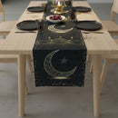 Eid and Ramadan Black & Gold Moon & Star Pattern Hessian Table Runner