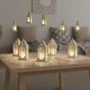 White Mini Square Plastic & Mirrored Glass LED Lantern For Ramadan & Eid