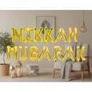 Gold 'Nikkah Mubarak' Foil Letter Balloons