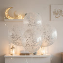 Silver Confetti Clear Eid & Ramadan Balloons (9 Pack)