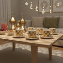 Set of 6 Copper Gold Checkered Design Cups & Saucers Set (CYGCO8-2)