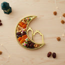 GOLD Wooden Crescent Moon Minaret Food Serving Tray With Mirror Base