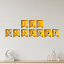 Gold Eid Mubarak Silver Lettering Card Pennant Bunting - 2 meters